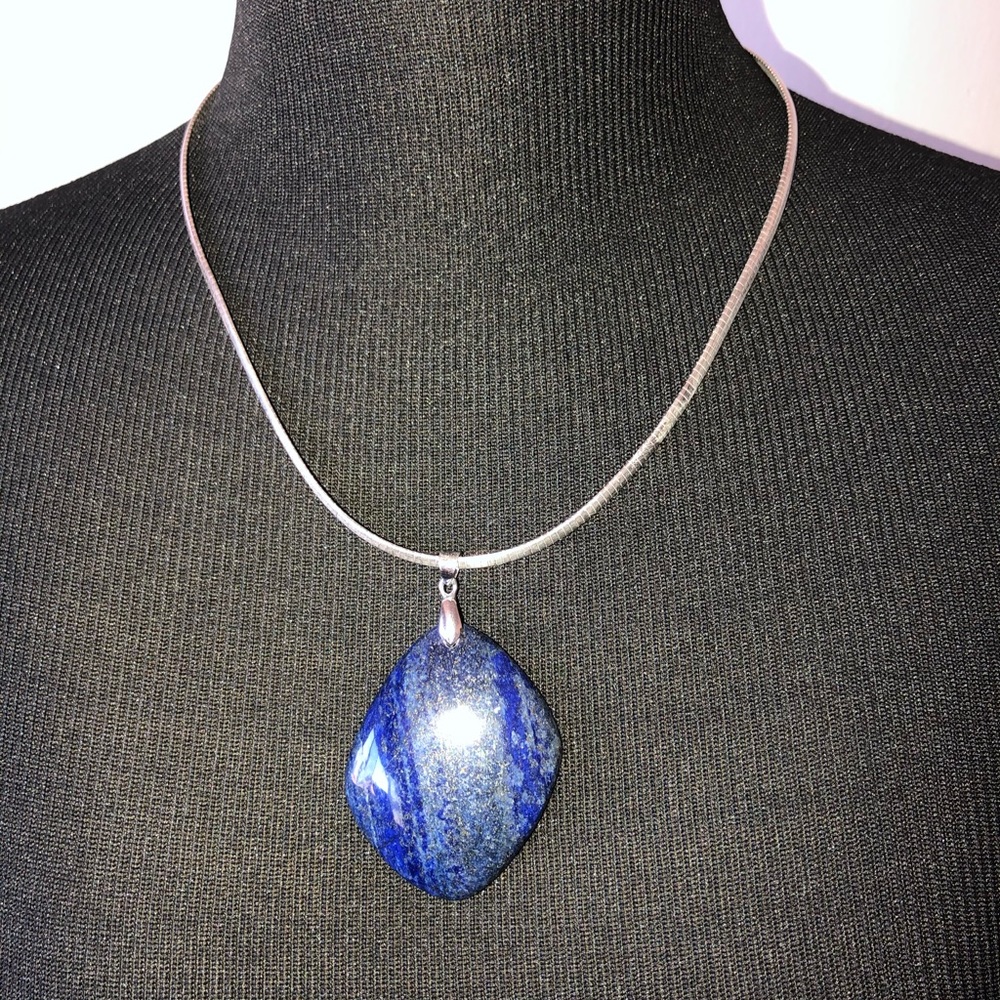 🛍️ Genuine Lapis Lazuli Modernist Pendant - Picture 6 of 13